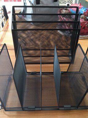 2 Black Metal Mesh Folder Document Storage Organizers